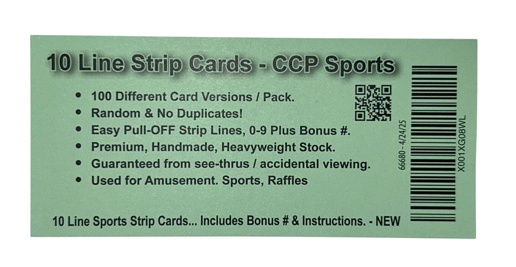 Lot de 100 cartes de 10 lignes de football. Inclus # et instructions (français non garanti).