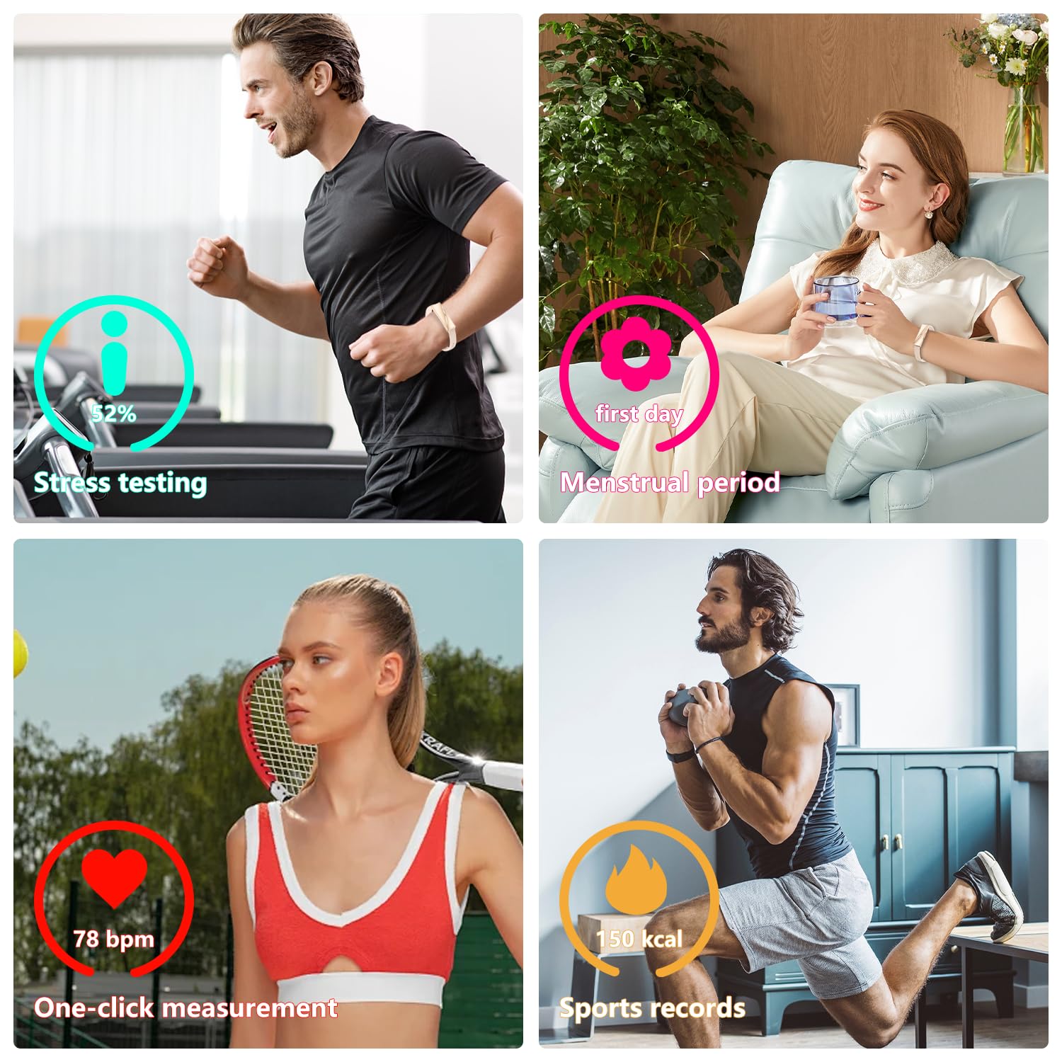 Bracelet Connectée Santé sans Écran, 22g Ultraléger Podometre, 24/7 Montre Tension Arterielle, Montre Connectée Femme, 35 Jours Autonomie Étanche 1ATM Smartband, 170+ Sports Fitness Tracker