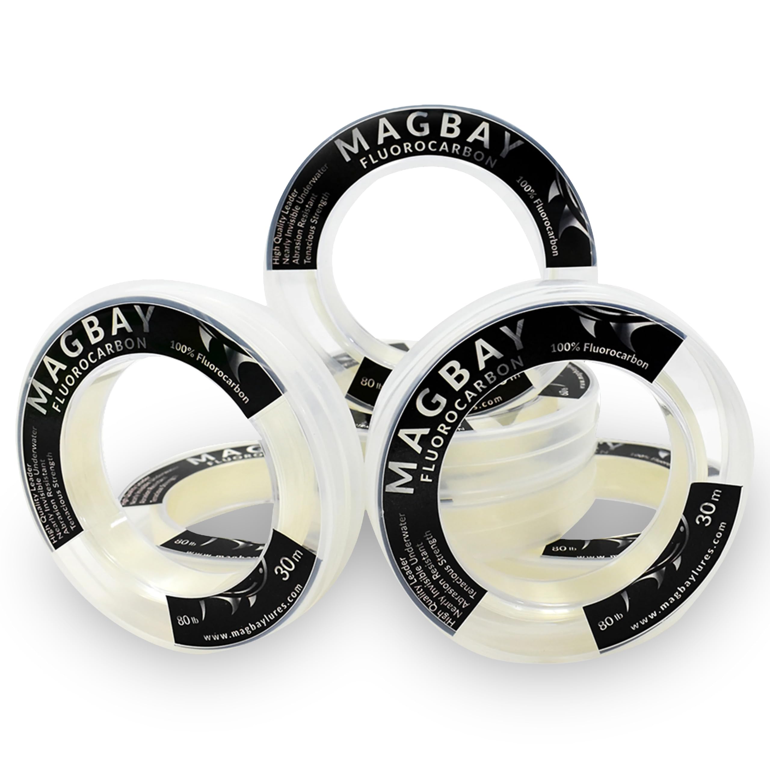 MagBay Lures 100% Pure Fluorocarbon Leader 150, 130, 100, 80, 60 i 18,1 kg, żyłka wędkarska 33 jardy