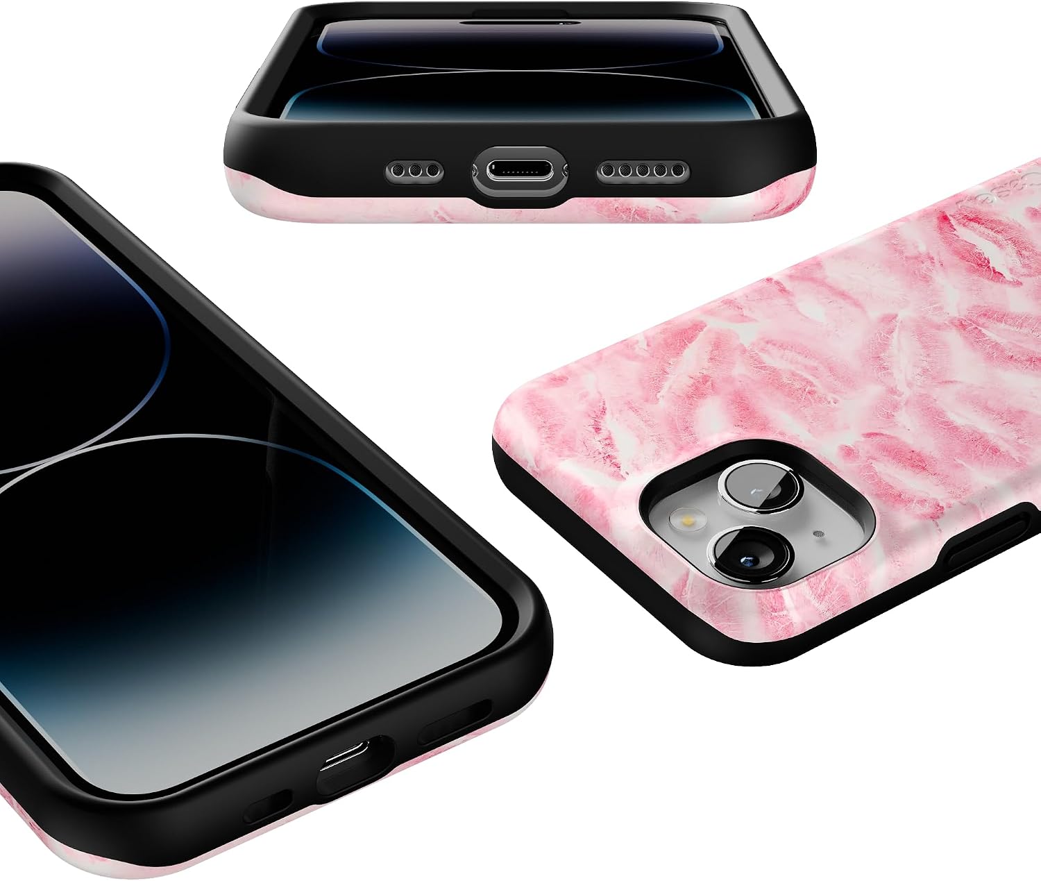 Casely iPhone 14 Case | Sealed with a Kiss | Pink Lipstick | Bold Protective Design | Compatible with MagSafe