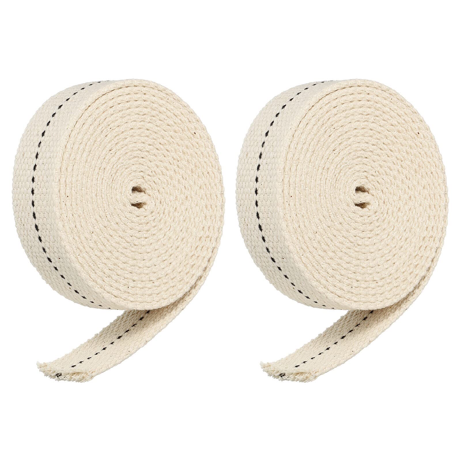 Tool parts Cotton Oil Lamp Wick 7/8 Inch Flat Wide 2 Meter/6.5Ft Long Black Stitch - 2 Roll