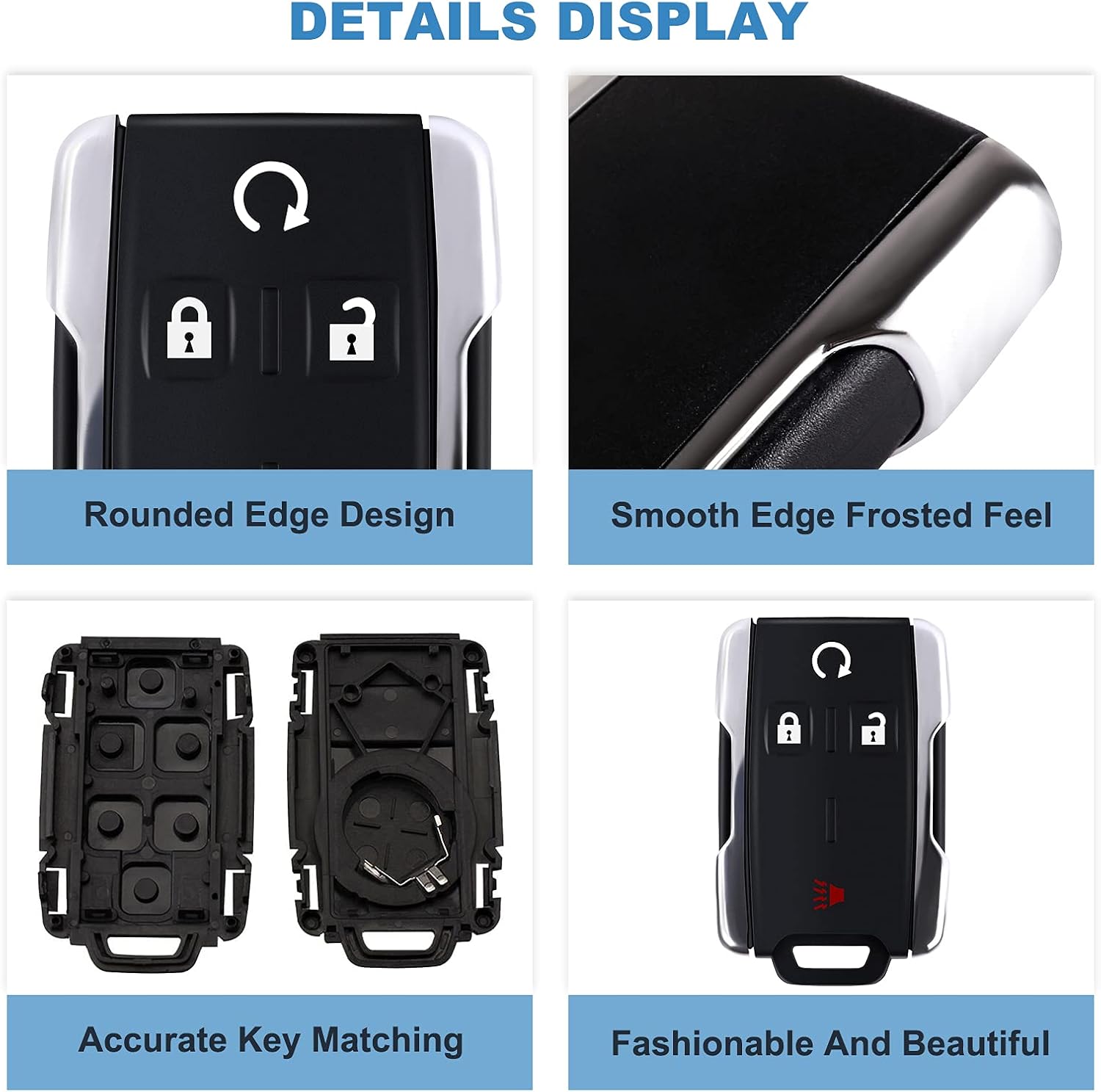 ECCPP Key Fob Case (Shell only) for Chevy Silverado Key Fob 1500 2500 HD 3500 HD Colorado Suburban Tahoe/for GMC Yukon Keyless Entry Remote M3N-32337100 (1pcs)