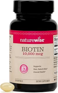 NatureWise High Potency Biotin 10,000 mcg Softgels - Biotin for Hair Growth Women & Men + Skin & Nails Support - Non-GMO, USA Manufactured - 120 Softgels[120-Day Supply]