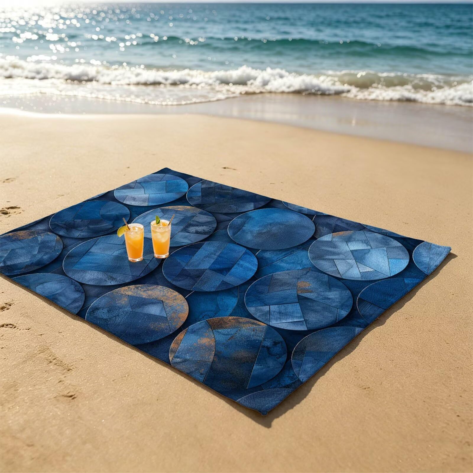 Redondo Toalla Playa 160x220 Resistente a la Arena Secado rápido Ligero, Toalla Playa Grande 220 x 160cm Suave Cómodo como Gym Yoga Sauna Toallas Baño Grandes Travel Essentials Sencillez XTLS-2981