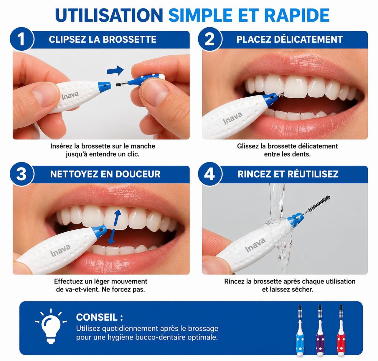 Inava Brossettes Interdentaires + 3 Recharges (4x)