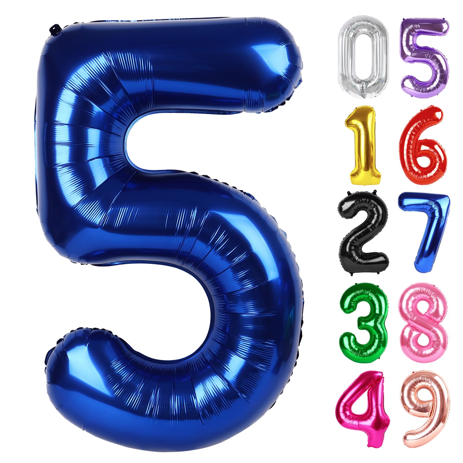 IWERP Night Blue Number 5 Balloon 40 Inch | Giant Foil Balloon for Birthday Party Decorations - main product image