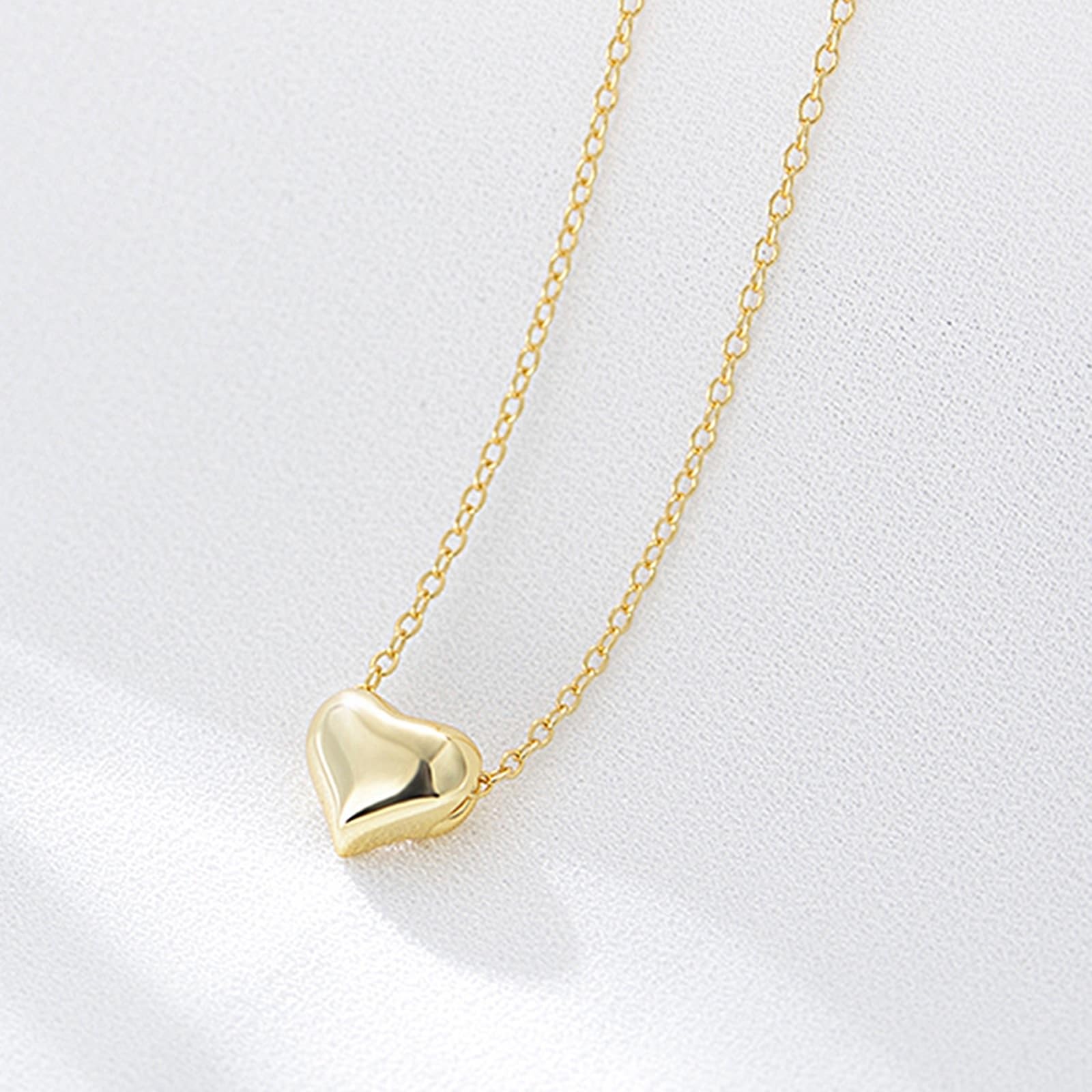 Au375/585/750 Chaîne en or pour femme Pendentif véritable Bijoux pour femme Chaîne en forme de cœur, or jaune 9 K/14 K/18 K, 40 + 5