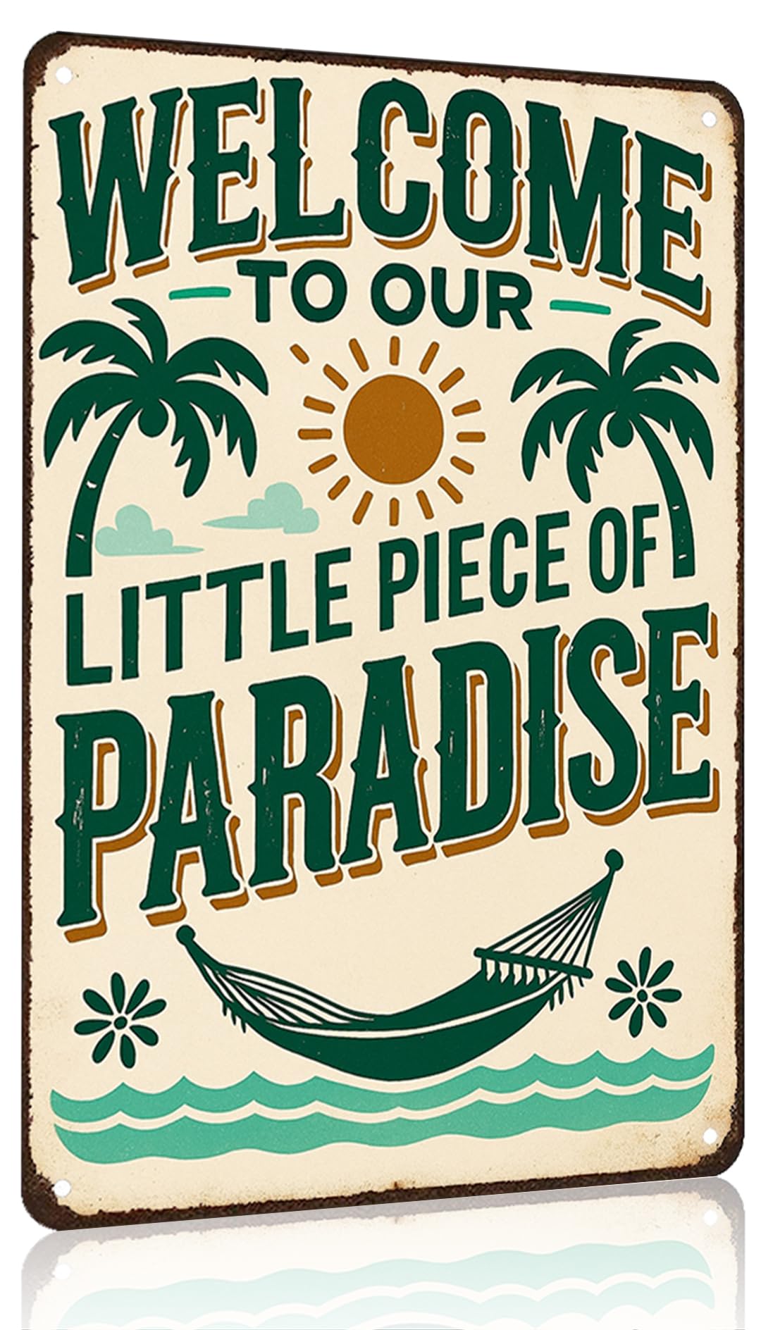 Vintage Metal Tin Sign Welcome To Our Little Piece Of Paradise For Outdoor Porch Patio Garden Bar Decor 8x12 Inch(3991) Custom Private Property Signs
