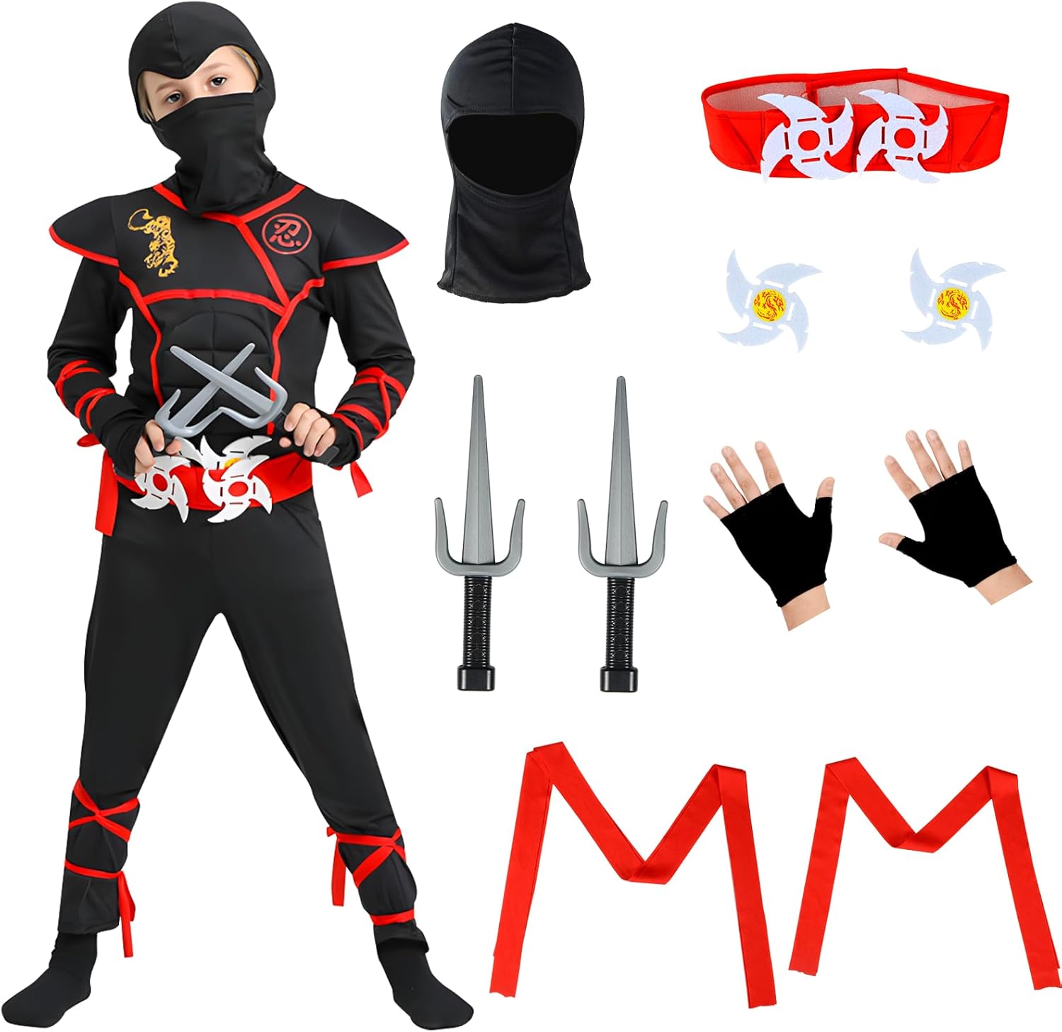 Ninja Costume kids Set with Ninja Clothes, Accessories, Halloween Ninja