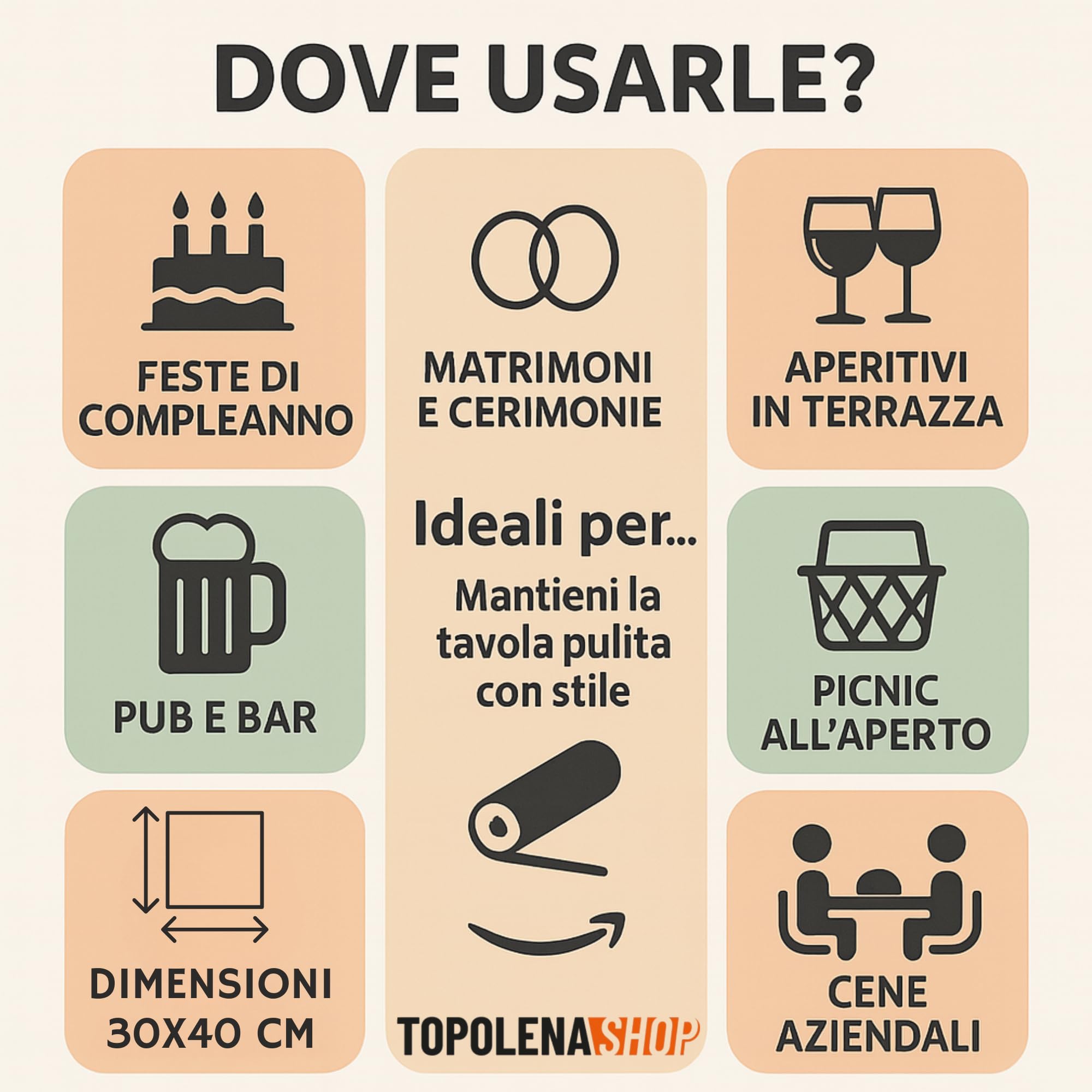 Tovaglia Tessuto non Tessuto da 20 Tovaglie Usa e Getta 30x40cm, TNT Rotolo Monouso per Feste, Compleanni, Catering, Ristorazione, Proteggi il Tavolo da Macchie e Liquidi (Nero)