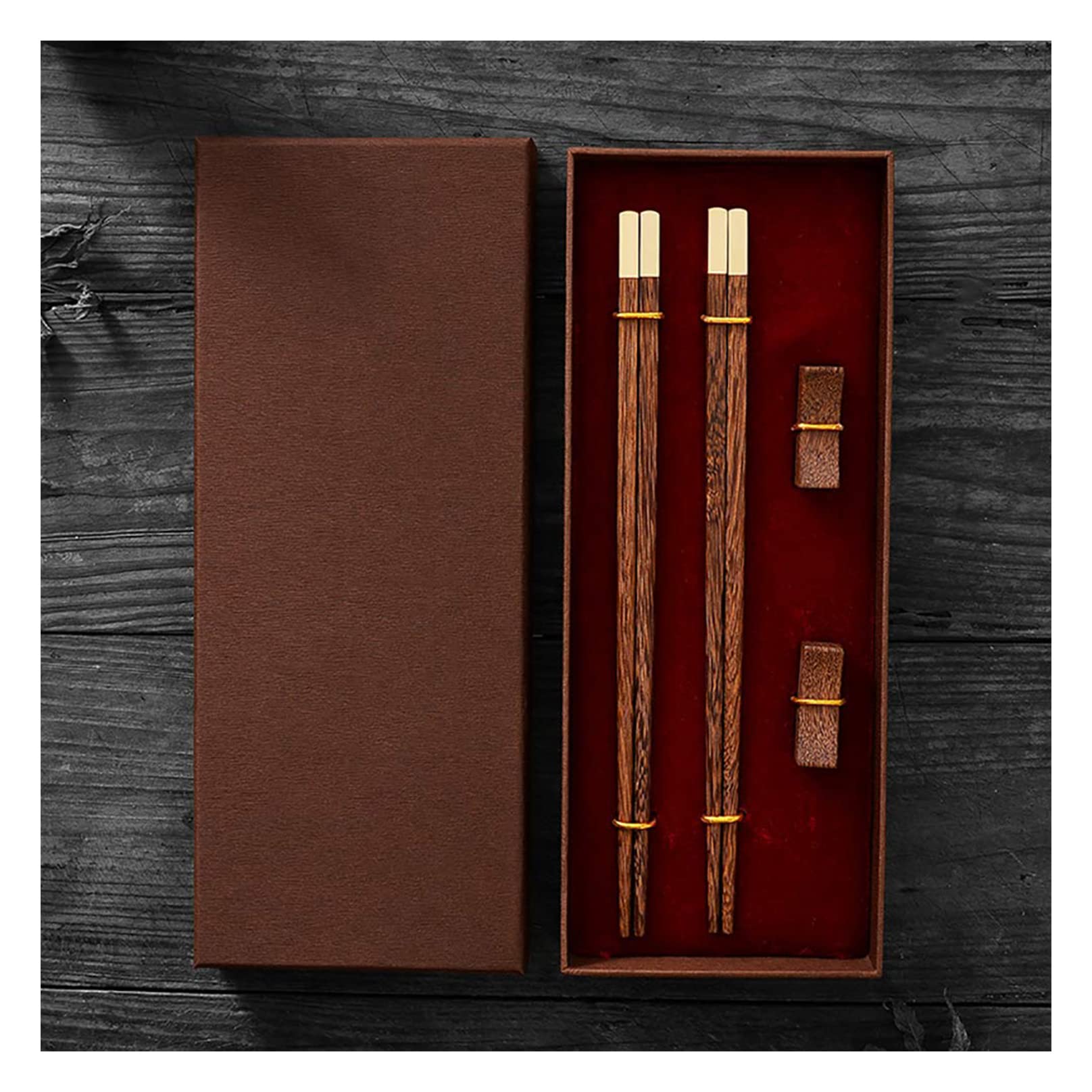 2 paia di bacchette riutilizzabili in legno, con squisita confezione, bacchette in legno per sushi, per cucina, sala da pranzo, gourmet, tagliatelle, hot pot, ecc., 25 cm (Q)