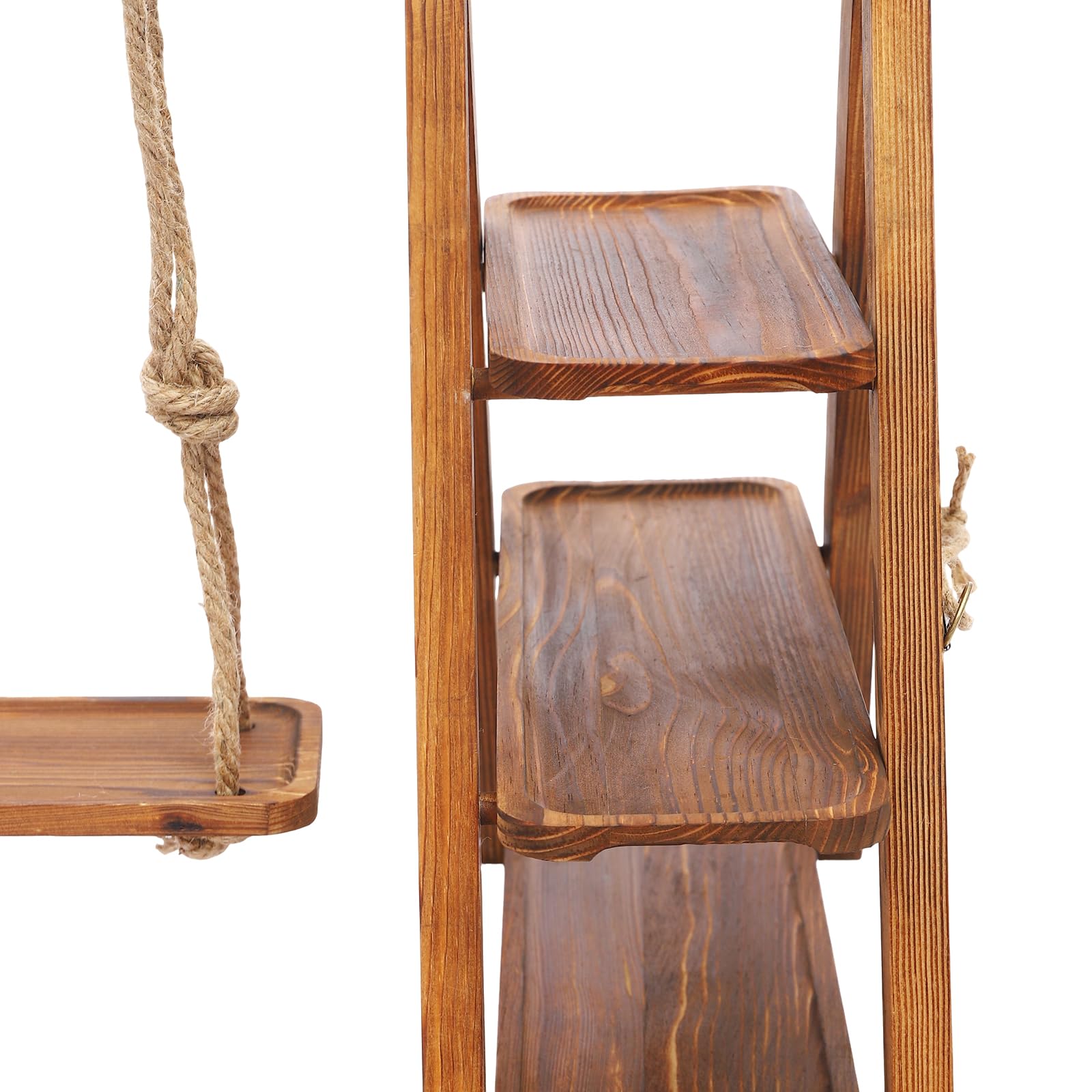 Expositor de 3 pisos de madera con platos para servir de 3 niveles, soporte rectangular para raclette, bandeja de servir rectangular de madera para picnics