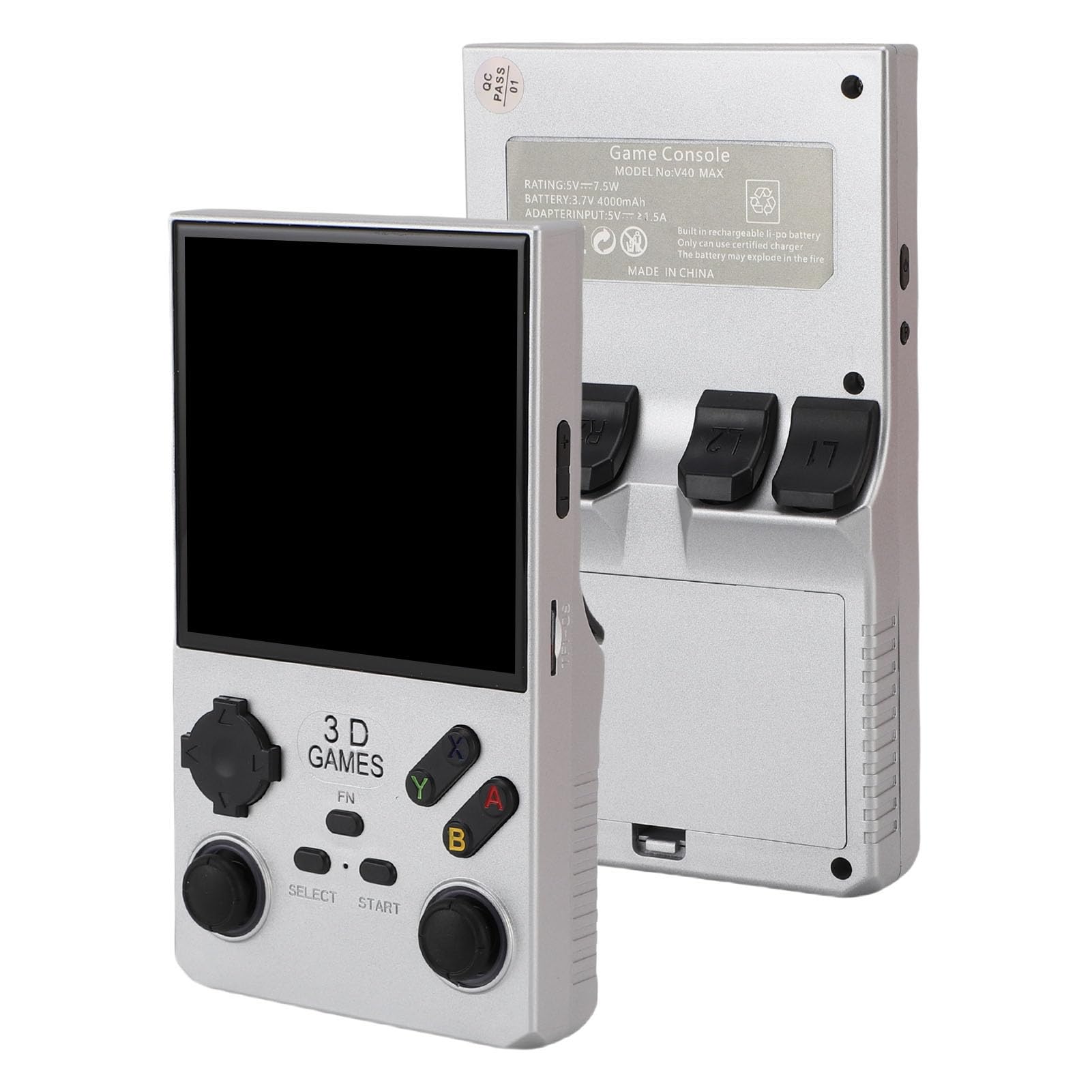 AMONIDA Console di Gioco Portatile retrò da 4 Pollici con Spazio di Archiviazione da 256 GB e Batteria da 4000 MAh per Giochi in Movimento (SILVER)