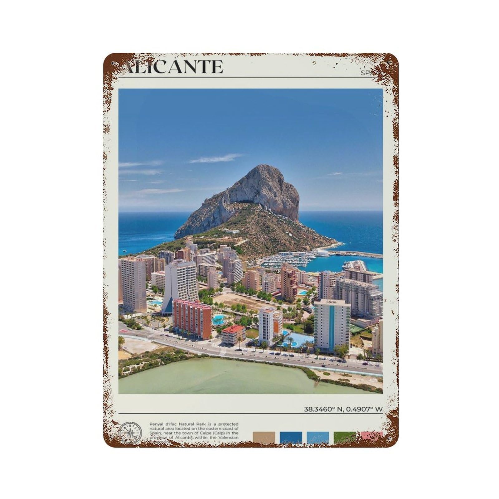 xiaoxiaoshen Real Photo Alicante Decor Spain Wall Decor Art Metal Tin Poster Modern Home Decor Art Home Bar Shop Decorations Vintage Sign 40x30cm