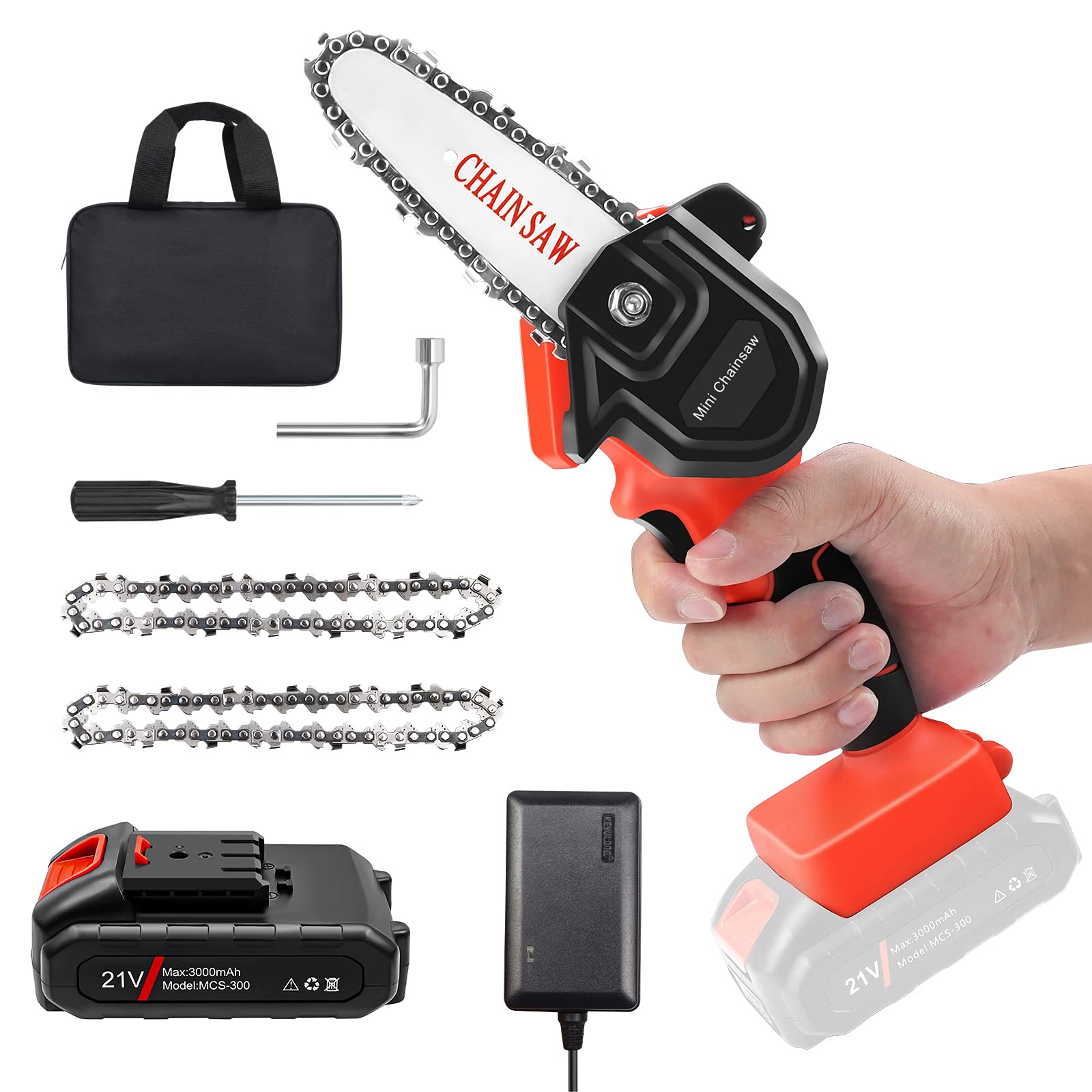 Upgraded Mini Chainsaw, 4Inch Cordless Chainsaw Portable Lightweight