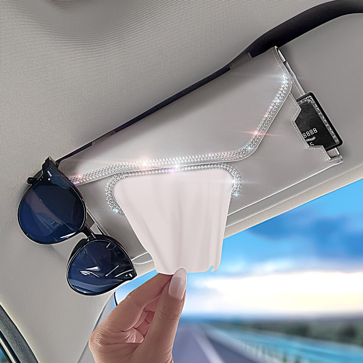 Murimt Bling Car Visor Tissue Holder Multifunctional