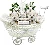 Pram Gift Hamper Basket, New Born Baby Boy/Girl Gift Storage Hamper Baby Shower Party Decoration New Mum to Be Gifts Empty Basket Toy Clothes Baby Accessorise Christmas Birthday Present (White)