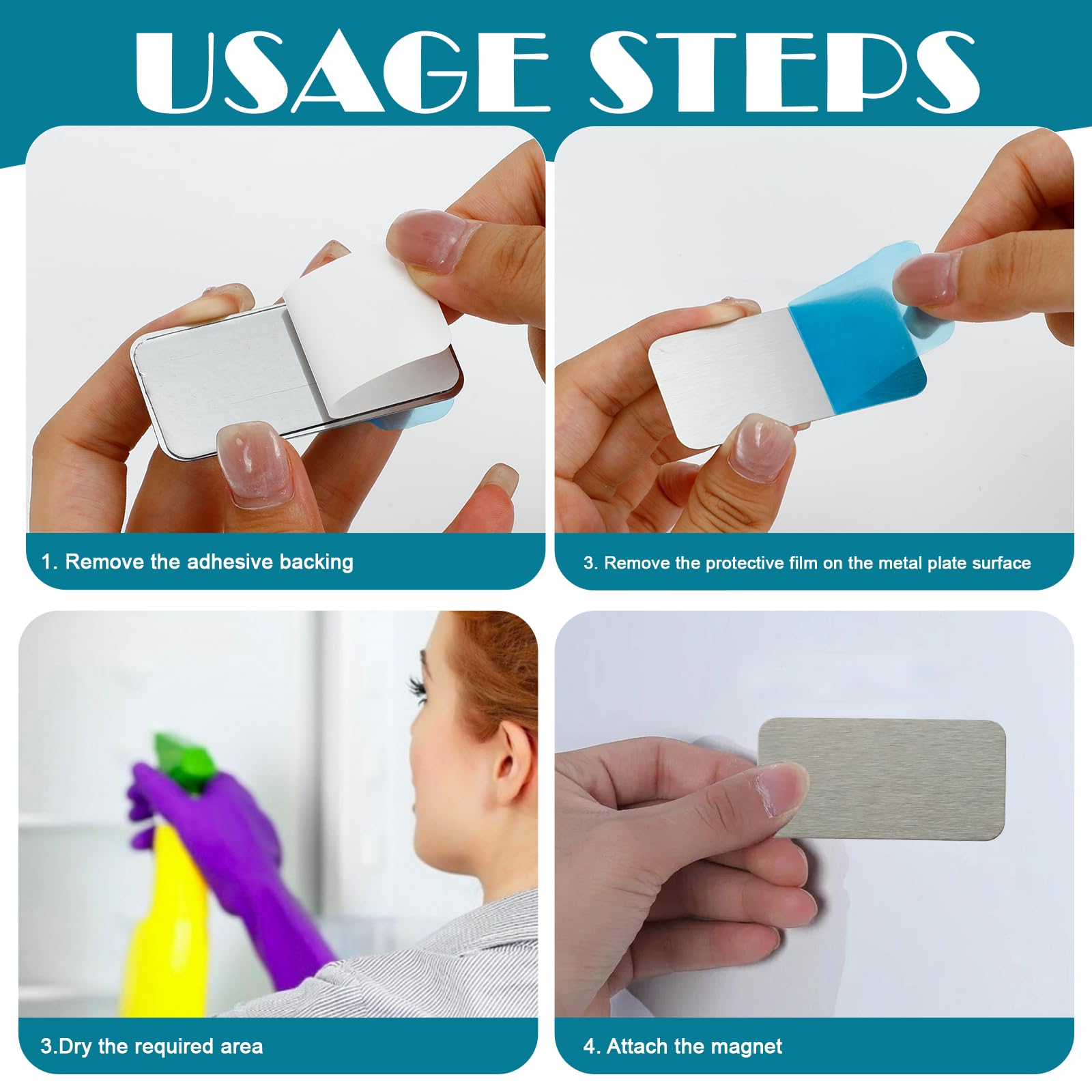 16 Pcs Adhesive Metal Plates for Magnetic Under Cabinet Lights, Stick-On — Amazon image 4