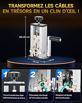 Machine à Dénuder Fils QWORK Ø1-25mm - Manuel Ou Avec Perceuse - Pour Cuivre Et Recyclage