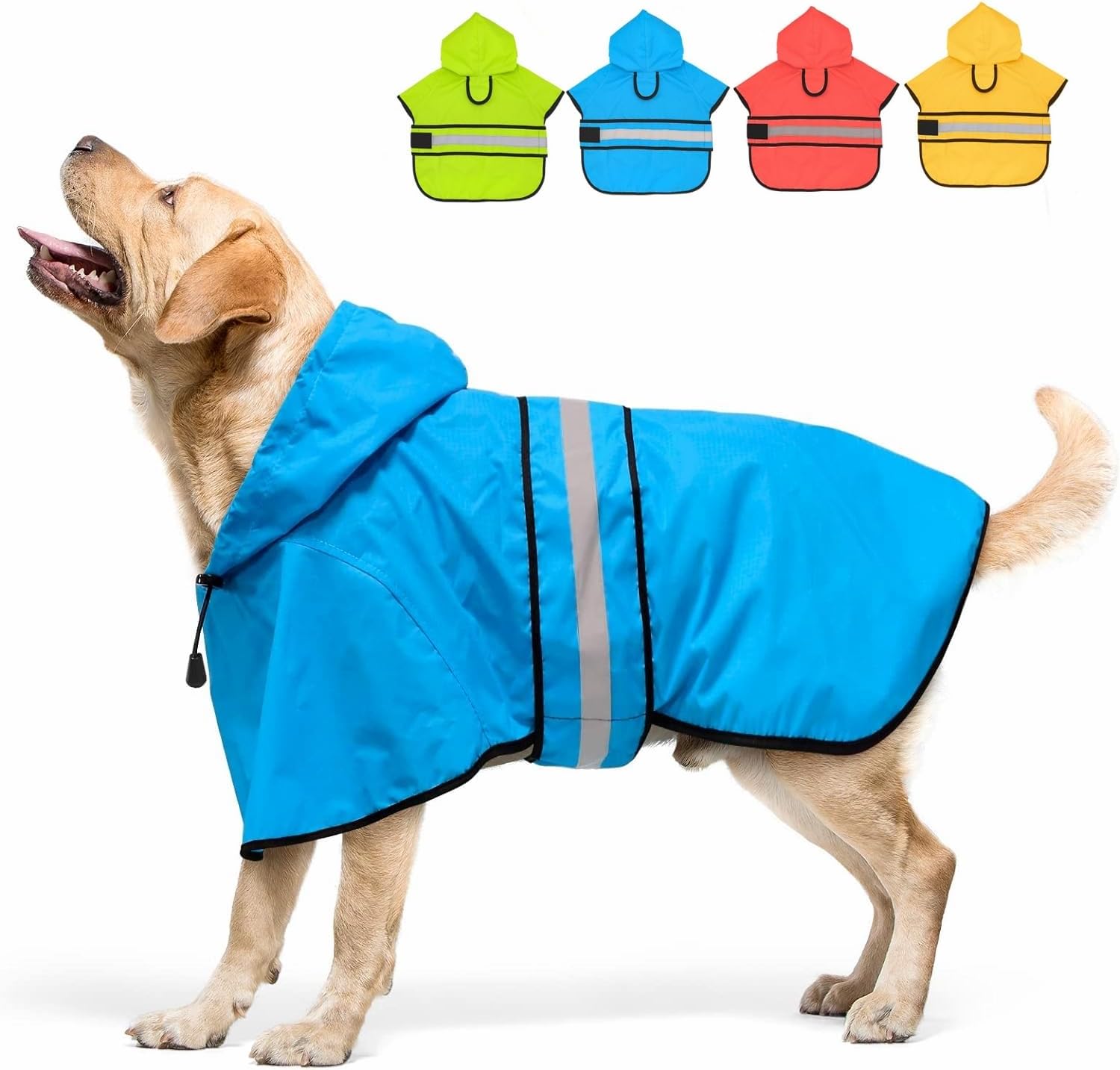 Candofly Reflective Dog Raincoat - Waterproof Dog Rain Jacket with Leash Hole, Hooded Dogs Ponch Slicker for Large Dogs (Pink, X-Large)