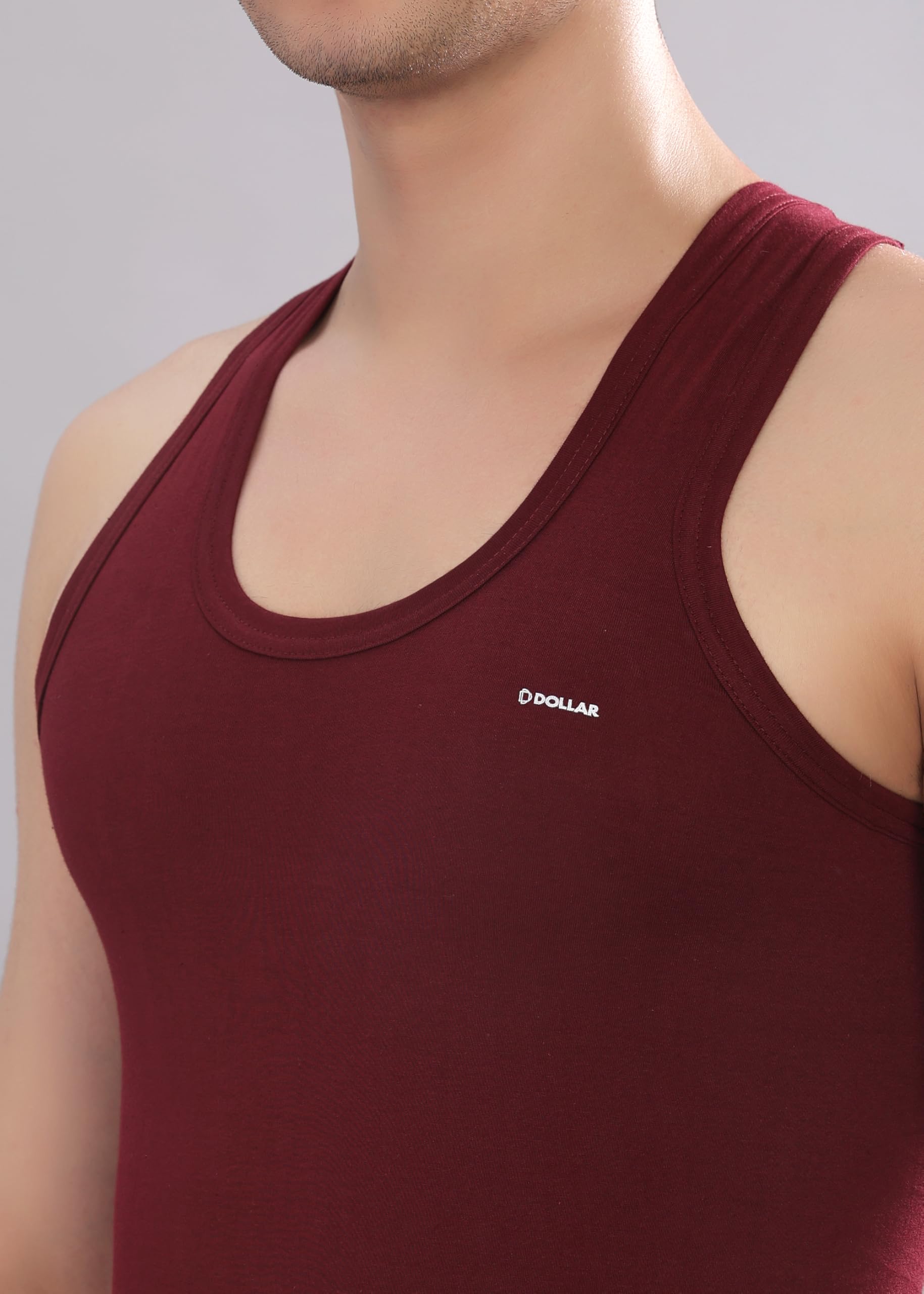 Dollar Bigboss Cotton Men's Assorted Pack Of 3 Regular Fit Vest (8905282747822_Mdve-01-Fine-Rn-Color-Po3-Co3-85) 2