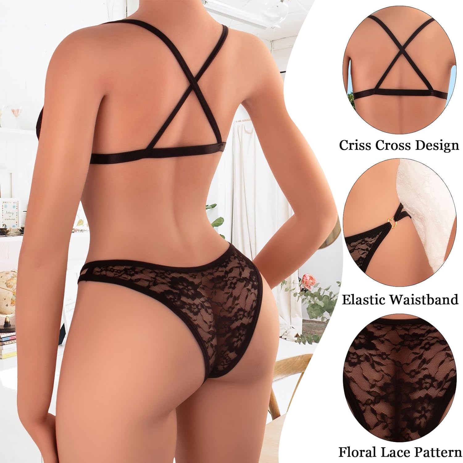 Womens Lingerie Set Lace Babydoll 2 Piece Sexy Bra and Panty Sets - Image 4