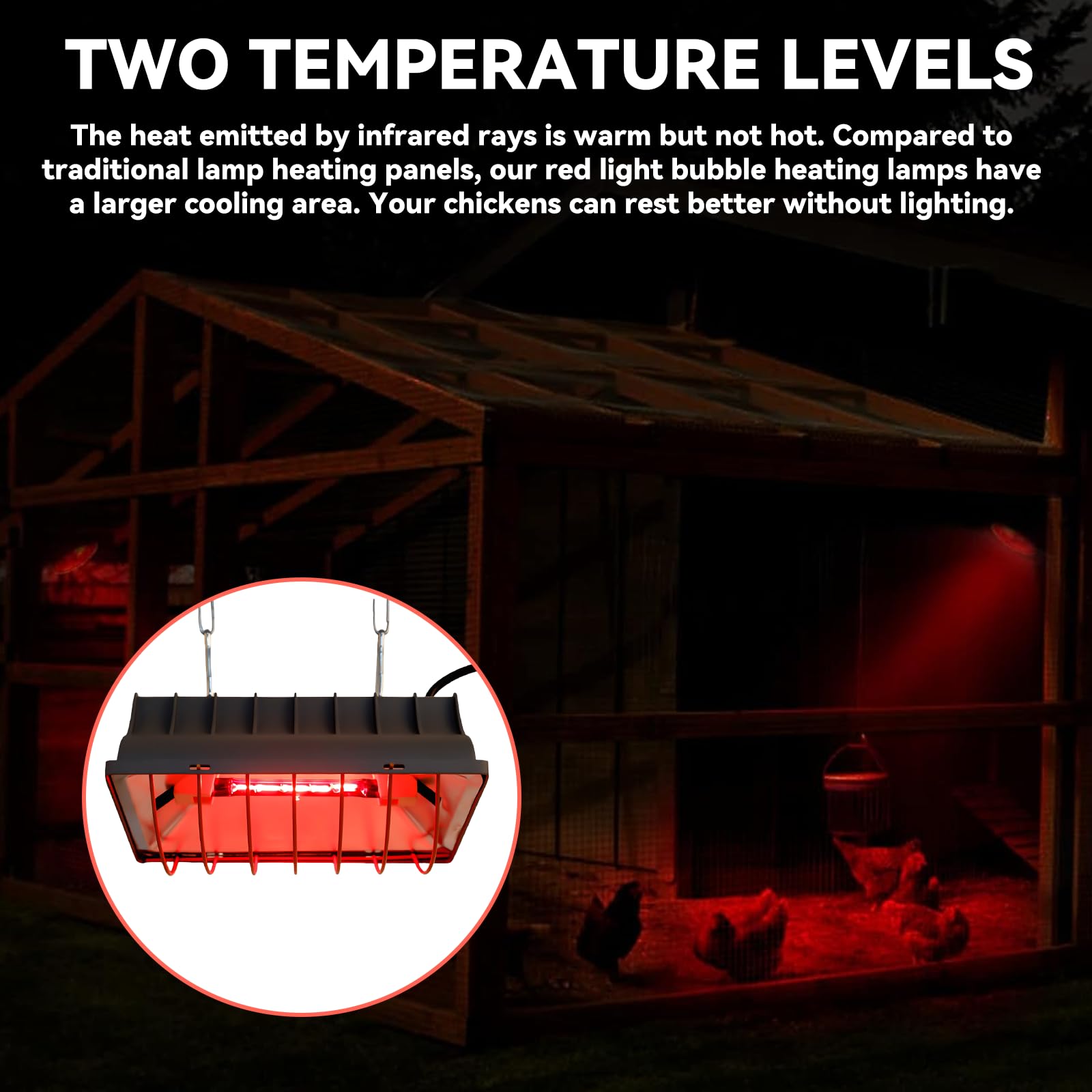 Lampada a luce rossa per pulcini da 175 W, lampada di calore per animali e polli, cavo da 1,8 m, per pulcini, suinetti, cuccioli