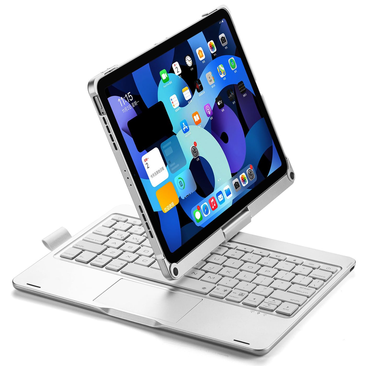 Etui z klawiaturą do iPada Air 4 | Air 5 | Air 11 cali (M2) | Air 11 cali (M3) | Air 11 cali (M4), obracany o 360 stopni touchpad, podświetlana klawiatura