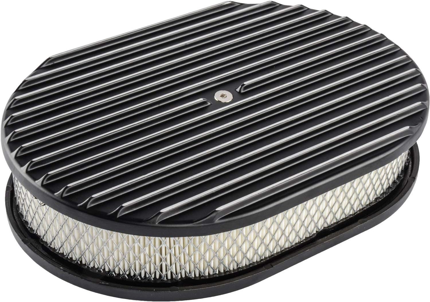 JEGS Finned Aluminum Air Cleaner Oval 12” x 8 3/8 “ x 3