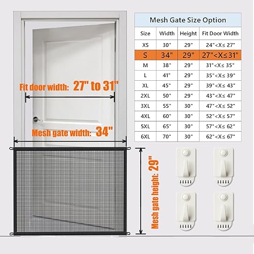 Miniatura 3 de Puertas de escalera y casa para mascotas malla protectora para perros y escaleras, seguridad para interiores, 29 pulgadas de alto x 34 pulgadas de