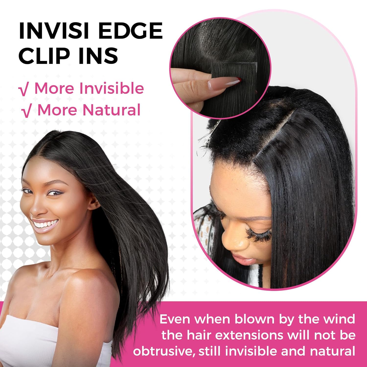 Lashey Invisi Edge Clip in Hair Extensions, 7pcs 110g 20 Inch Natural Black Seamless Clip in Hair Extensions Human Hair Silky Straight Real Remy Human Hair