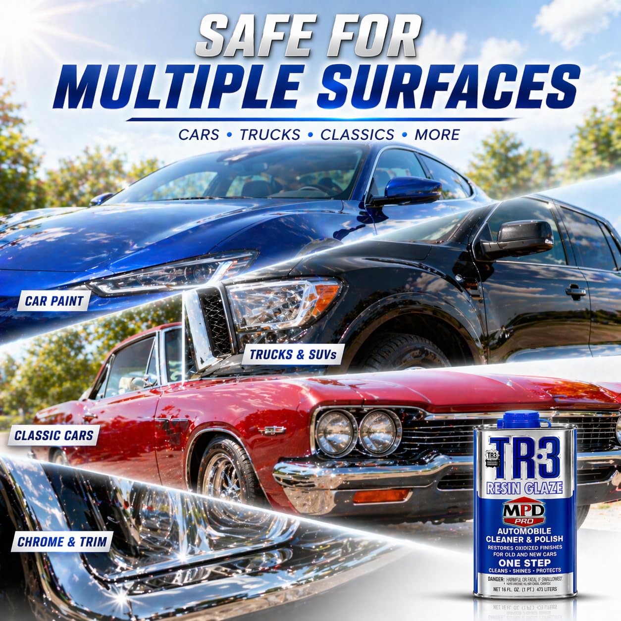 MPD Cobalt Charm TR Three Automobile Resin Glaze Cleaner & Polish - 16oz - Paint Restoration, Car Scratch Remover, Clear Coat Enhancer, Car Finish Protectant (Pack of 1)