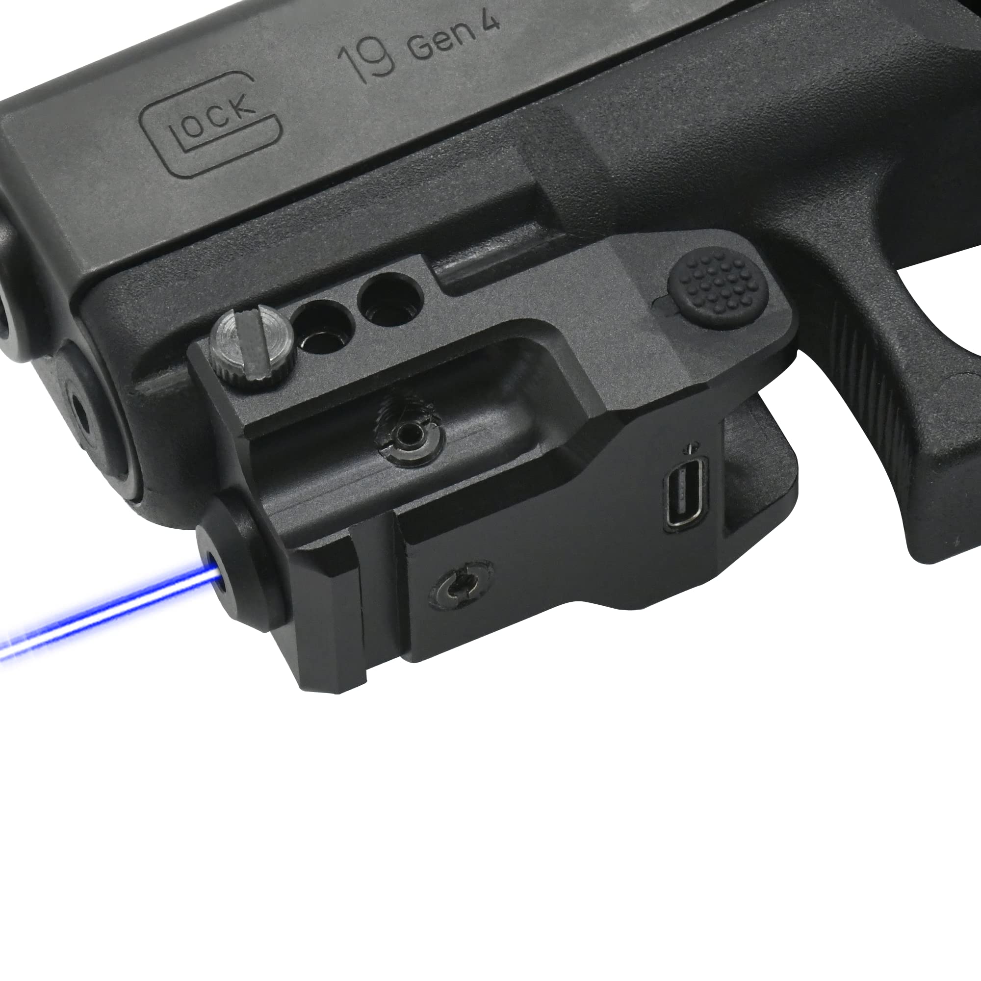HiLight Tactical Stealth Series - Blue Laser with Tan or Black Body - Military Grade Aluminum, Rechargeable Battery, Rail Mount, Fits Subcompact, Compact, and Full Size Glock, Sig, S&W SS10B