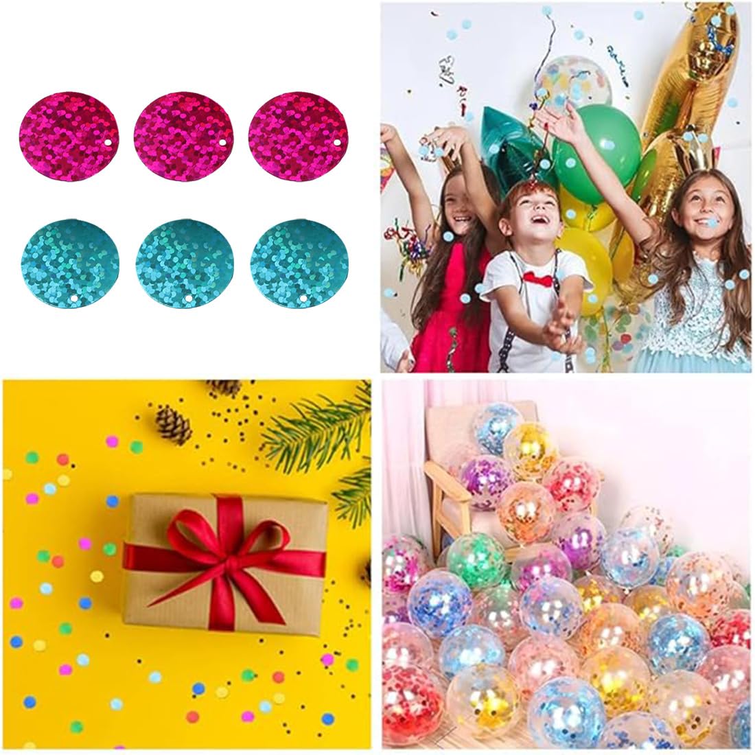 Paillette 2 Colori Grandi con Foro Laser PVC Rotonda Artigianato per Creazione Gioielli Cucito