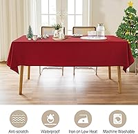 Vista 38 de AUSSPVOCT 2 manteles de lino texturizado para mesa rectangular, 52 x 70 pulgadas, mantel rectangular impermeable, lavable, tela para mesa