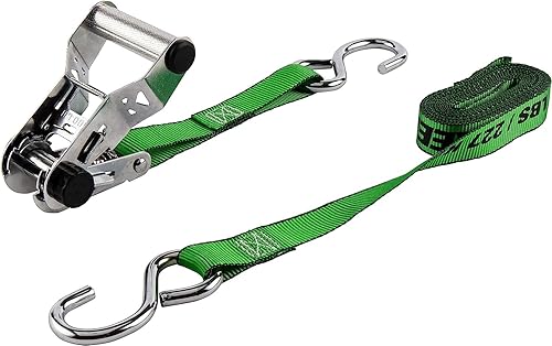 Miniatura 6 de Keeper  1,500 libras. Amarre de trinquete cromado con resistencia a la rotura con ganchos en J, paquete de 2  500 libras. Límite de carga de trabajo