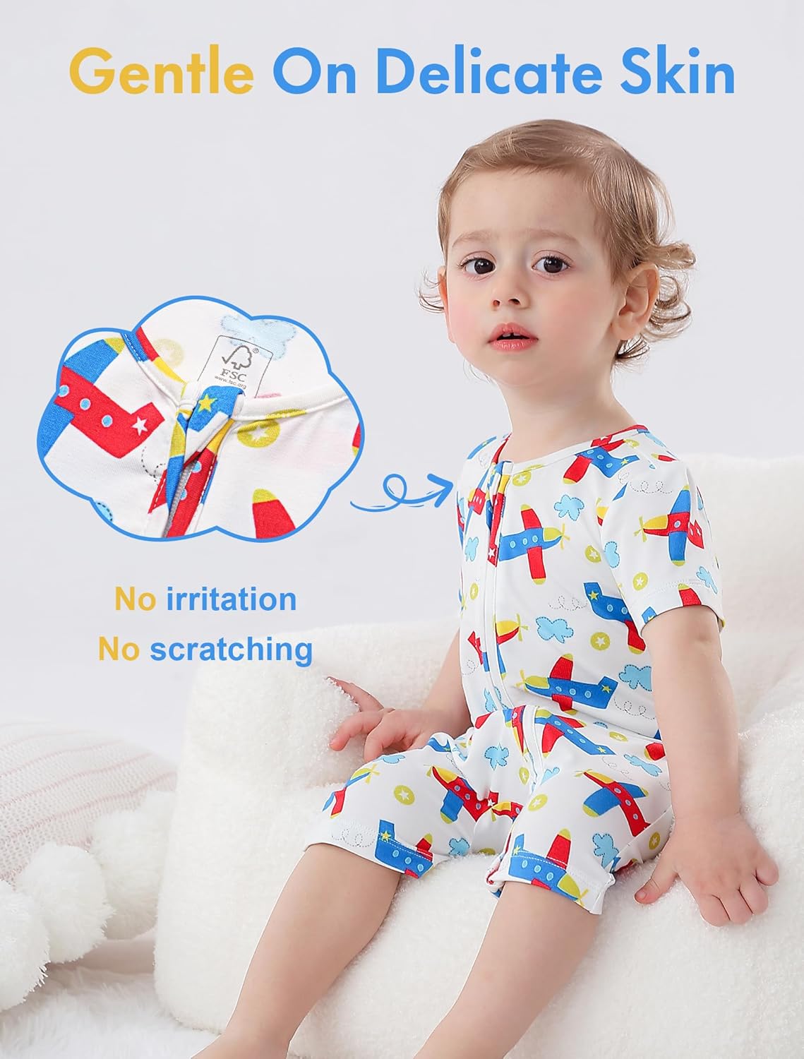 JunNeng 2pcs Baby Boy Footless Sleeper,Rayon from Bamboo Romper with 2 Way Zipper Short Sleeve Infant Summer Outfit