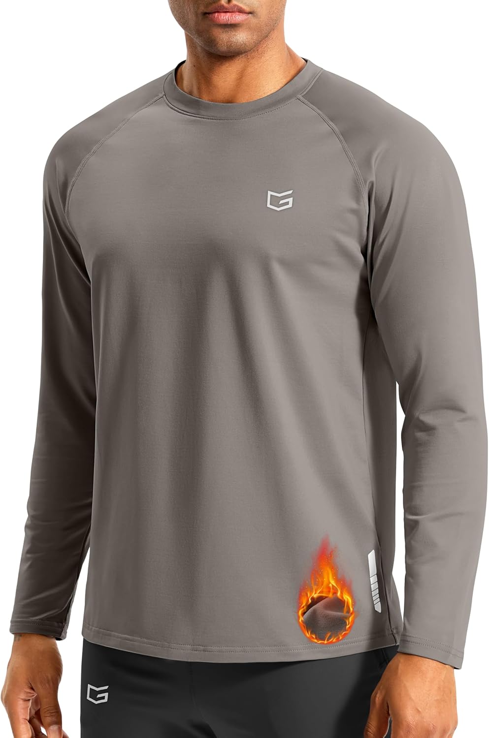 G Gradual Men's Thermal Shirts Long Sleeve Athletic Workout T-Shirts Crewneck Fleece Lind Base Layer for Men Cold Weather
