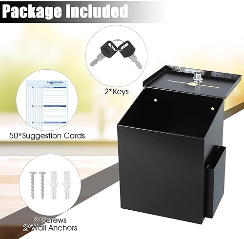 Miniatura 10 de KYODOLED Caja de sugerencias de madera con candado montado en la pared, caja rústica de donación de llaves con soporte acrílico transparente y 30