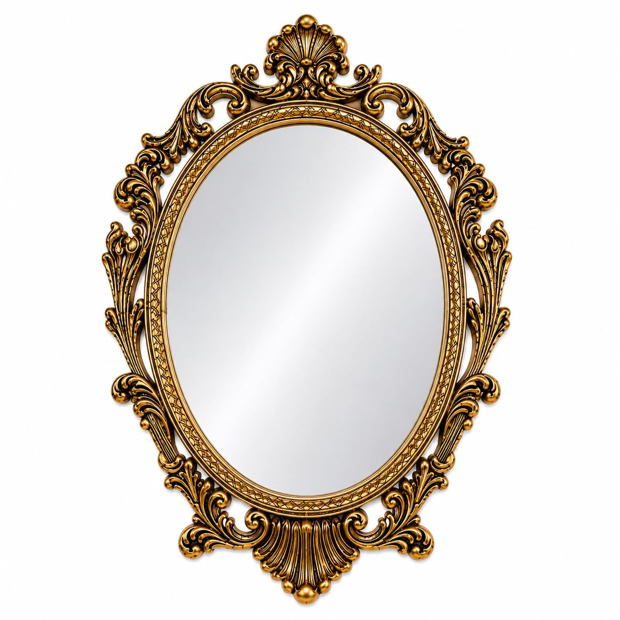Oval Wall Mirror with Baroque Gold Ornate Frame, Royal Design 2 in 1 Mirror | European Heritage, Intricate Detailing, Tarnish Resistant, Lustrous Gold Finish, Wall Mounted-image-41