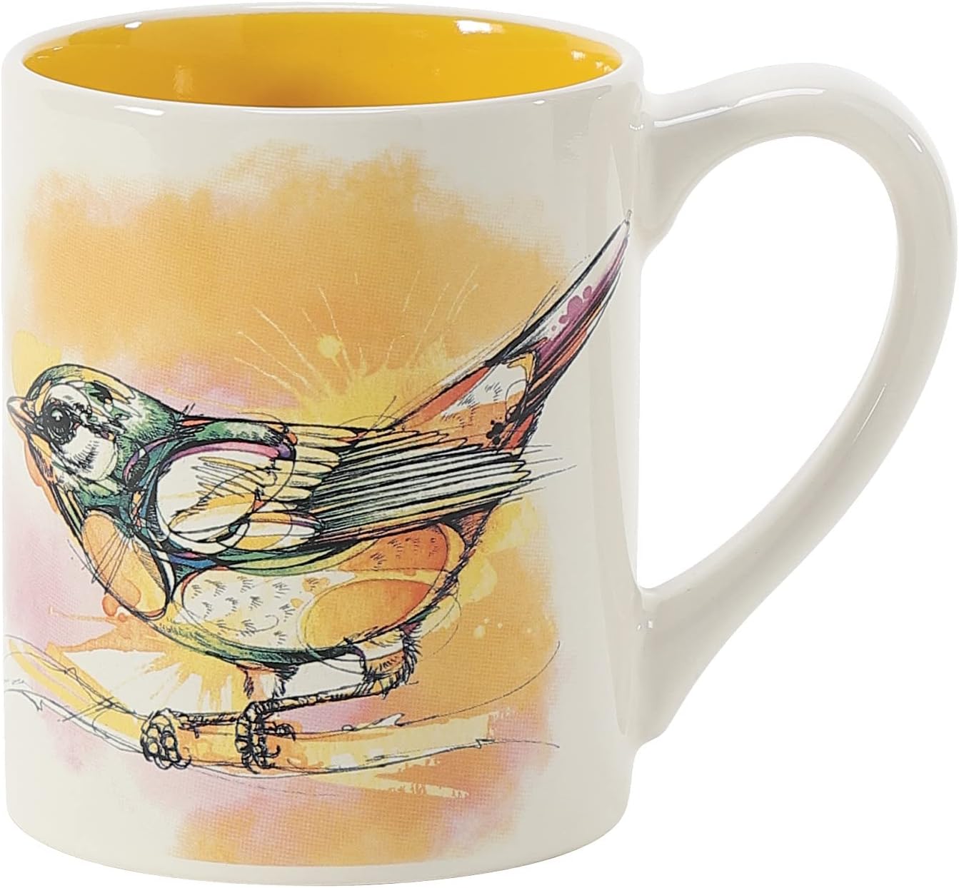 Enesco Izzy and Oliver Watercolors by Abby Diamond Gold Bird Coffee Mug, 14 Ounce, Multicolor