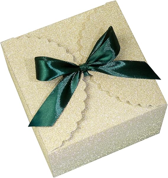 WEWILUCK Small Gift Boxes for Presents, Gold Glitter Christmas Gift Boxes Bulk for Women, Man, Empty Square Gift Box for Gifts Widely Used in Various Occasions(4.75” x 4.75” x 3.53”)