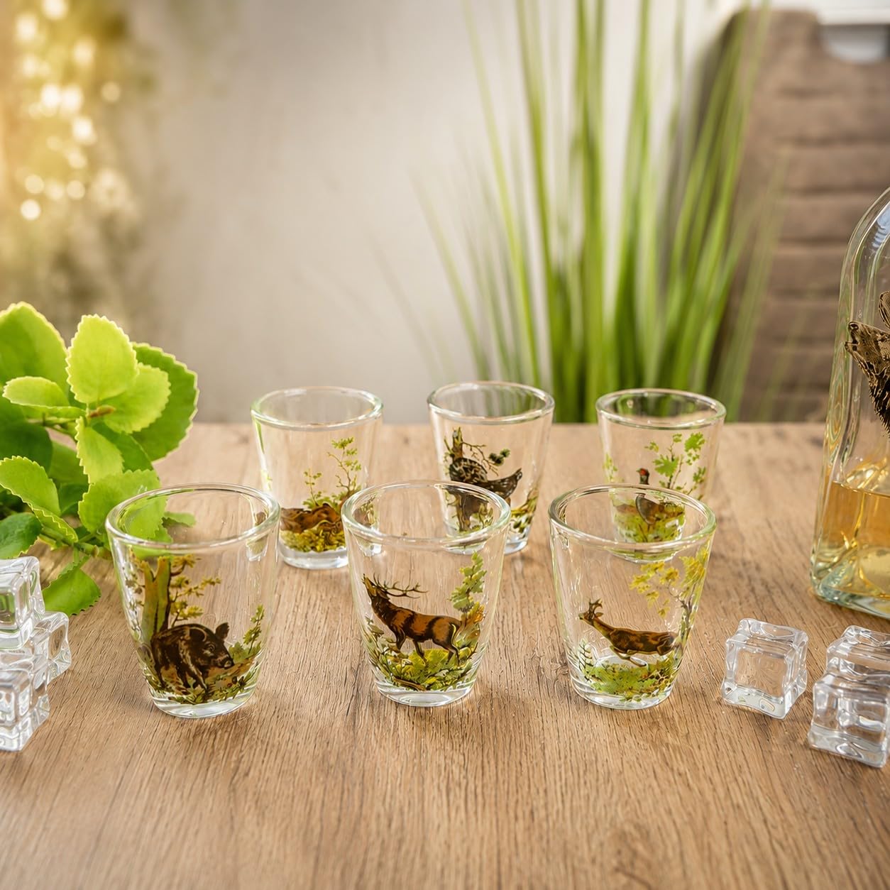 GTK - Geweihe & Trophäen KRUMHOLZ Lot de 6 verres à liqueur courts avec motif de chasse coloré 2 cl