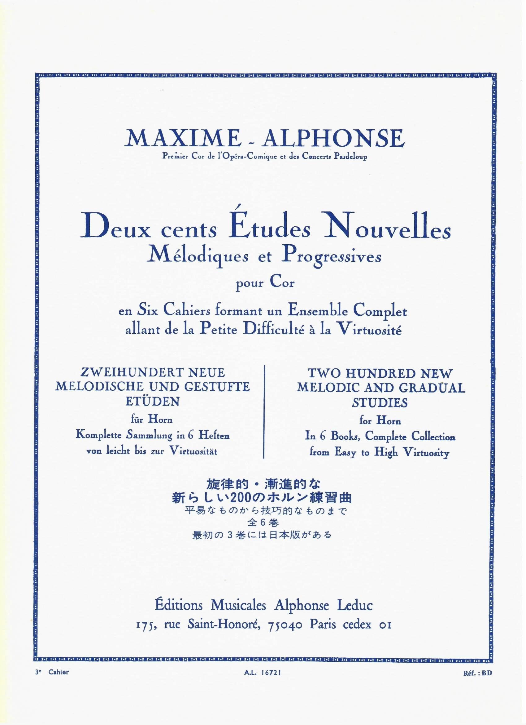 Two Hundred New Studies in Six Books for Horn - #3 - 40 Studies of Medium Difficulty // Deux Cents Etudes Nouvelles En Six Cahiers - #3 - 40 Etudes Moyenne Force