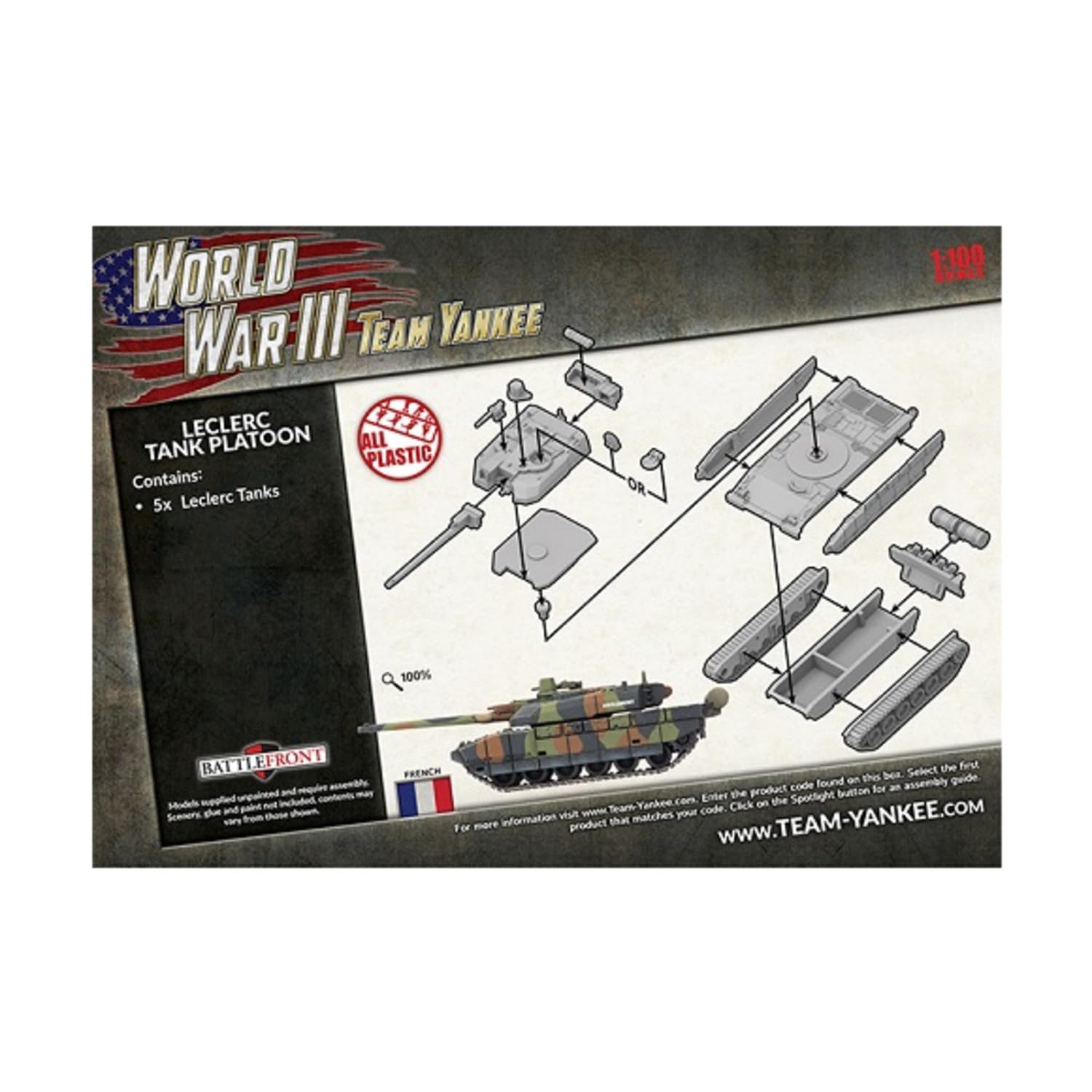 Team Yankee: Platoon de chars Leclerc français (x5) - Kit de modèle militaire - Pour adultes et adolescents - Véhicule militaire blindé - 5 chars - 15.24 cm x 21.08 cm x 5.46 cm