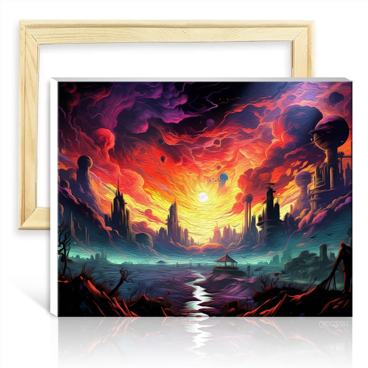 TANGFEIY Oil Painting Paint by Numbers Kits City Canvas DIY Digital Oil Painting Adults Beginner Acrylic Number with Paintbrushes Wall Decor Gifts with Frame(40x50cm)