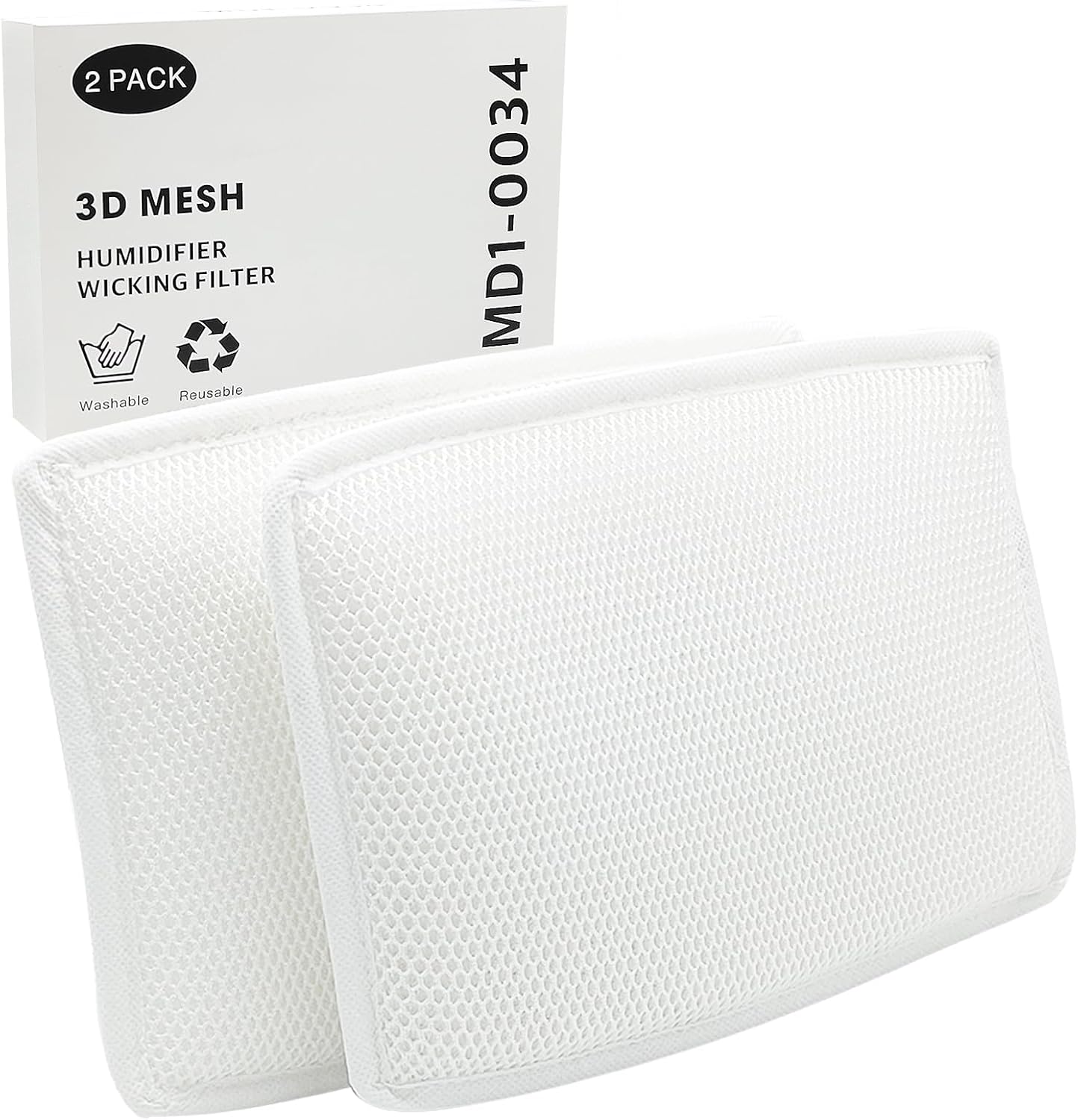 Reusable 2 Pack MD1-0034 Humidifier Wicks Filters Textile Fiber Washable Compatible with Vornado Evaporative Humidifier Model Evap40, Evap2, EV100, EV200, EVDC300, EVDC500, EVDC505