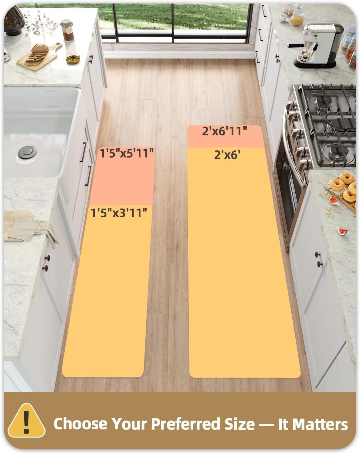 color&geometry kitchen rugs and mats non slip washable, absorbent,woven kitchen runner rug easy to clean kitchen floor mats for in front of sink, laundry room, hallway, 24"x72", light grey light grey 24"x72" (runner)