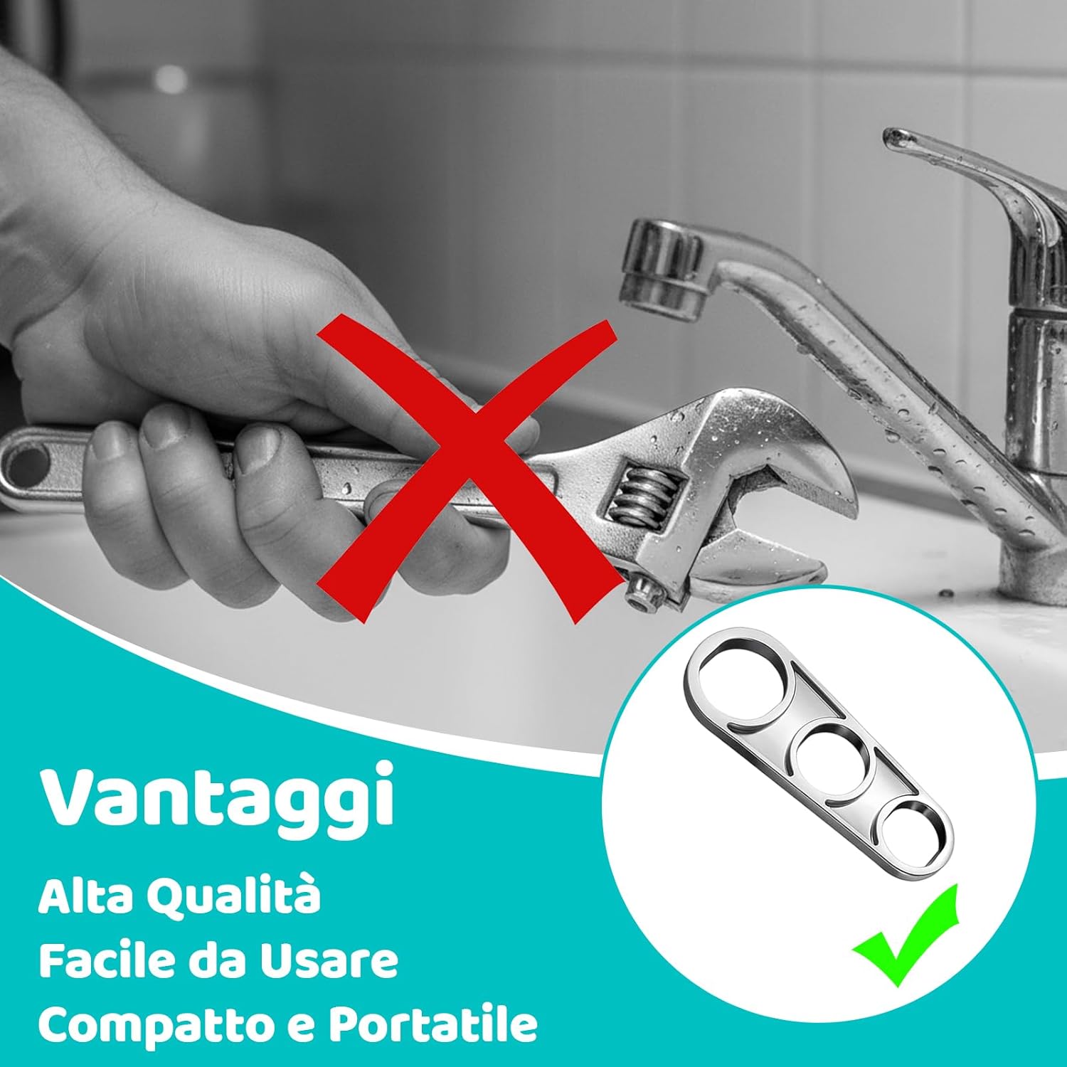 Perlator Key Water Tap Key, Water Tap Strainer Aerator M18 Strainer Water Tap Attachment 8 Piece Set with 6 Different Sizes and 2 Orange Handles, Tool for Kitchen Bathroom Instal