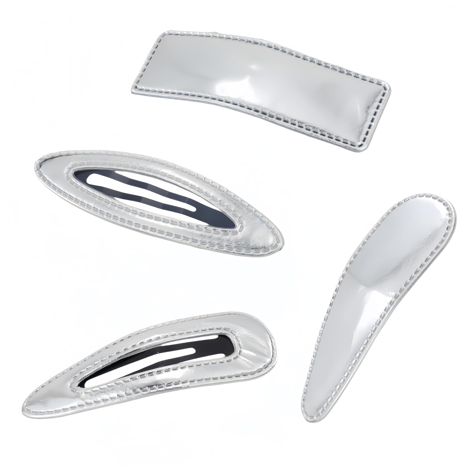 Y2k Hair Clips Silver for Women Prom, 4 Pcs Alt Metal Silver Accessories Hairclips Barrettes Alligator Clips for Hair Styling Hairpin Cool